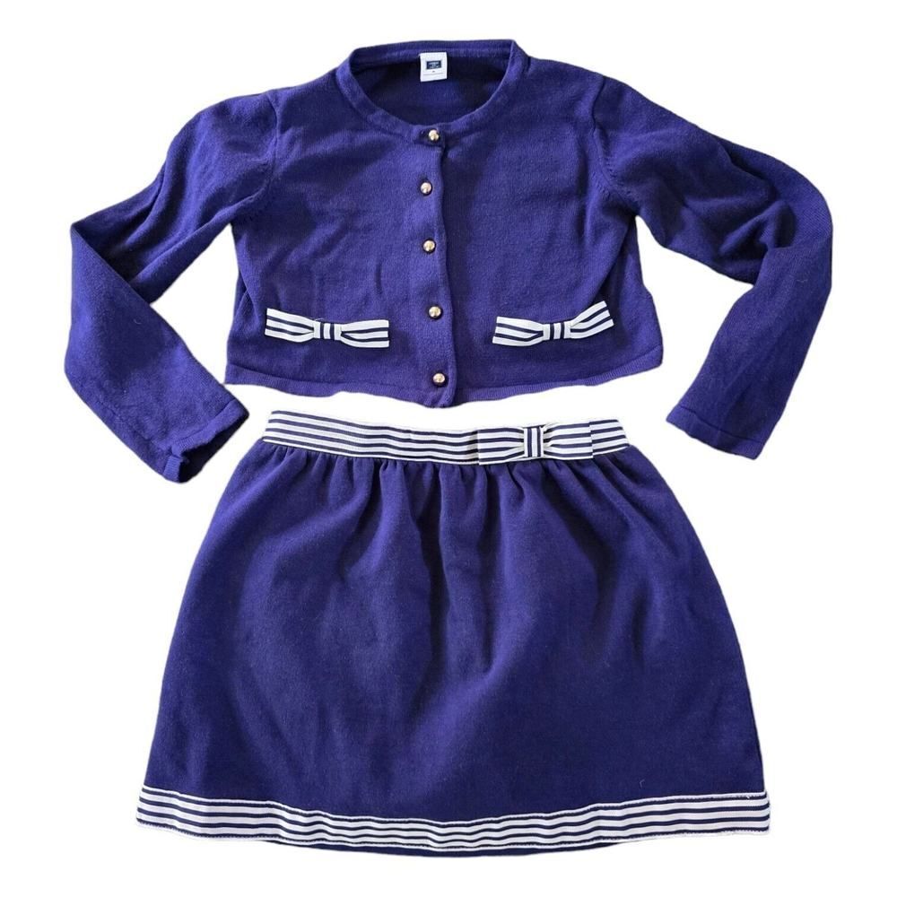Janie & Jack 2017 Resort Career Girl Outfit Navy Blue Striped Skirt Cardigan